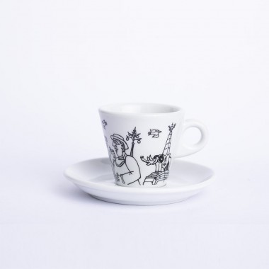 Sicilian Porcelain Coffee Cup with Saucer Catania TZZ40CT Sicilian Porcelain Coffee Cup with Saucer Catania TZZ40CT